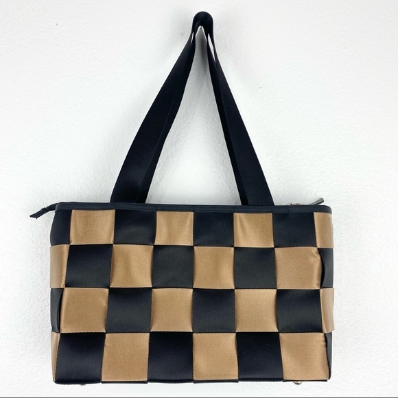 Unbranded Tan and Black Seatbelt Tote Purse, Y2K - Picture 1 of 6